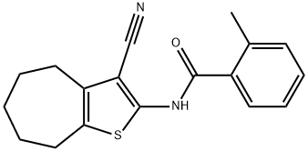 N-(3-cyano-5,6,7,8-tetrahydro-4H-cyclohepta[b]thien-2-yl)-2-methylbenzamide 结构式