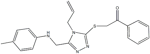 2-{[4-allyl-5-(4-toluidinomethyl)-4H-1,2,4-triazol-3-yl]sulfanyl}-1-phenylethanone 结构式