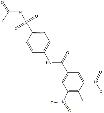 N-{4-[(acetylamino)sulfonyl]phenyl}-3,5-bisnitro-4-methylbenzamide Struktur