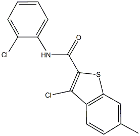 3-chloro-N-(2-chlorophenyl)-6-methyl-1-benzothiophene-2-carboxamide 结构式