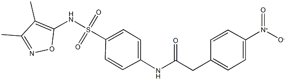 N-(4-{[(3,4-dimethylisoxazol-5-yl)amino]sulfonyl}phenyl)-2-{4-nitrophenyl}acetamide 结构式