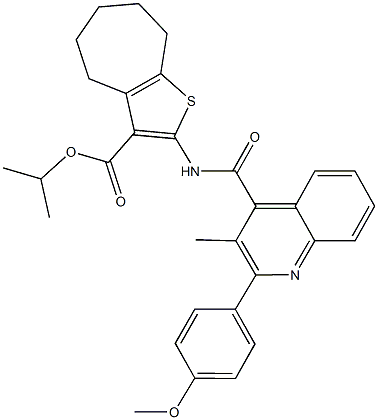 isopropyl 2-({[2-(4-methoxyphenyl)-3-methylquinolin-4-yl]carbonyl}amino)-5,6,7,8-tetrahydro-4H-cyclohepta[b]thiophene-3-carboxylate Structure