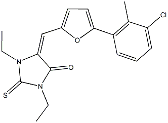 5-{[5-(3-chloro-2-methylphenyl)-2-furyl]methylene}-1,3-diethyl-2-thioxo-4-imidazolidinone 结构式