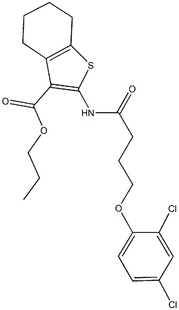propyl 2-{[4-(2,4-dichlorophenoxy)butanoyl]amino}-4,5,6,7-tetrahydro-1-benzothiophene-3-carboxylate 结构式