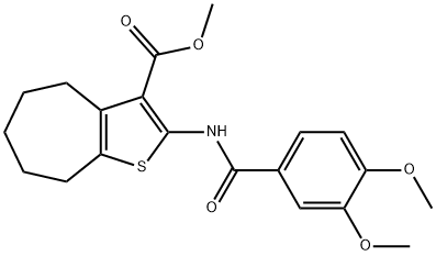 methyl 2-[(3,4-dimethoxybenzoyl)amino]-5,6,7,8-tetrahydro-4H-cyclohepta[b]thiophene-3-carboxylate Struktur