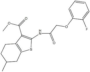 methyl 2-{[(2-fluorophenoxy)acetyl]amino}-6-methyl-4,5,6,7-tetrahydro-1-benzothiophene-3-carboxylate Struktur