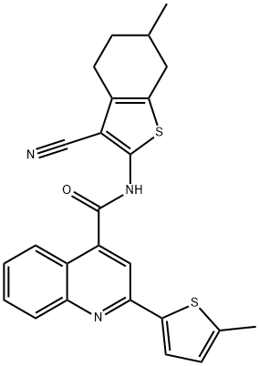 N-(3-cyano-6-methyl-4,5,6,7-tetrahydro-1-benzothien-2-yl)-2-(5-methyl-2-thienyl)-4-quinolinecarboxamide,438471-99-9,结构式