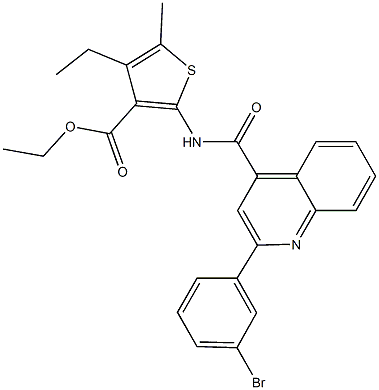 ethyl 2-({[2-(3-bromophenyl)-4-quinolinyl]carbonyl}amino)-4-ethyl-5-methyl-3-thiophenecarboxylate 结构式