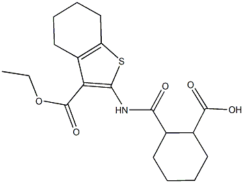 2-({[3-(ethoxycarbonyl)-4,5,6,7-tetrahydro-1-benzothien-2-yl]amino}carbonyl)cyclohexanecarboxylic acid Structure