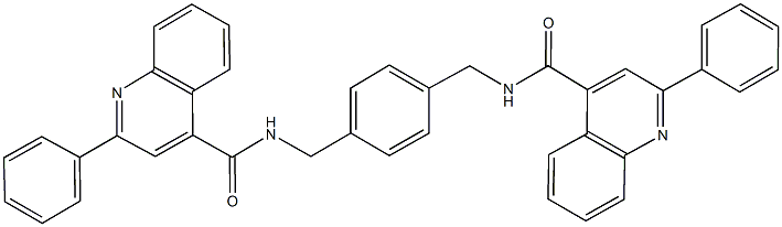 2-phenyl-N-[4-({[(2-phenyl-4-quinolinyl)carbonyl]amino}methyl)benzyl]-4-quinolinecarboxamide 化学構造式