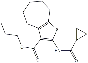 propyl 2-[(cyclopropylcarbonyl)amino]-5,6,7,8-tetrahydro-4H-cyclohepta[b]thiophene-3-carboxylate Struktur