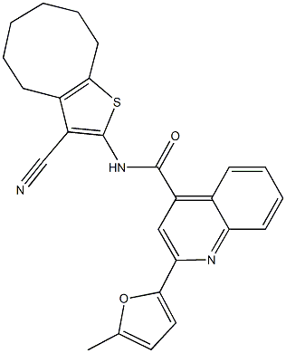 N-(3-cyano-4,5,6,7,8,9-hexahydrocycloocta[b]thien-2-yl)-2-(5-methyl-2-furyl)-4-quinolinecarboxamide 化学構造式