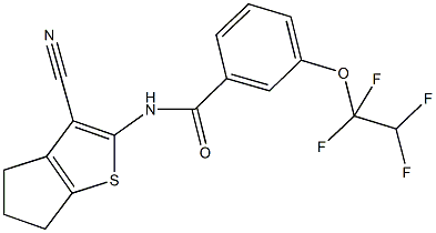 N-(3-cyano-5,6-dihydro-4H-cyclopenta[b]thien-2-yl)-3-(1,1,2,2-tetrafluoroethoxy)benzamide 化学構造式