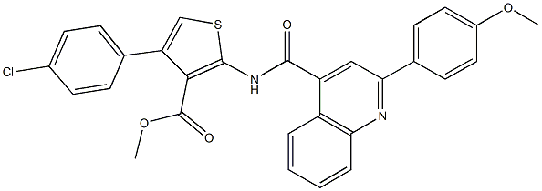 methyl 4-(4-chlorophenyl)-2-({[2-(4-methoxyphenyl)quinolin-4-yl]carbonyl}amino)thiophene-3-carboxylate 化学構造式