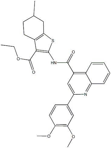 438474-71-6 ethyl 2-({[2-(3,4-dimethoxyphenyl)-4-quinolinyl]carbonyl}amino)-6-methyl-4,5,6,7-tetrahydro-1-benzothiophene-3-carboxylate