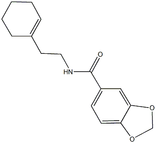 N-[2-(1-cyclohexen-1-yl)ethyl]-1,3-benzodioxole-5-carboxamide 化学構造式