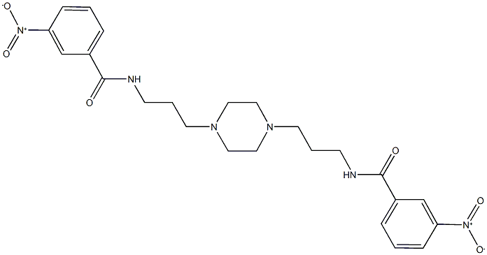 3-nitro-N-(3-{4-[3-({3-nitrobenzoyl}amino)propyl]-1-piperazinyl}propyl)benzamide 化学構造式