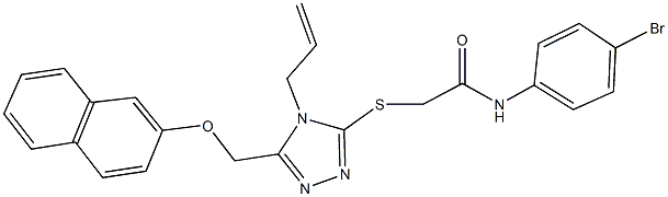 2-({4-allyl-5-[(2-naphthyloxy)methyl]-4H-1,2,4-triazol-3-yl}sulfanyl)-N-(4-bromophenyl)acetamide 化学構造式