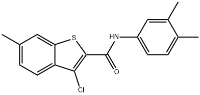 3-chloro-N-(3,4-dimethylphenyl)-6-methyl-1-benzothiophene-2-carboxamide,438475-99-1,结构式