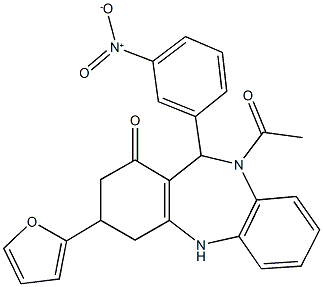 10-acetyl-3-(2-furyl)-11-{3-nitrophenyl}-2,3,4,5,10,11-hexahydro-1H-dibenzo[b,e][1,4]diazepin-1-one|