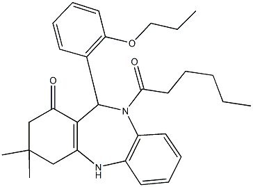 10-hexanoyl-3,3-dimethyl-11-(2-propoxyphenyl)-2,3,4,5,10,11-hexahydro-1H-dibenzo[b,e][1,4]diazepin-1-one|