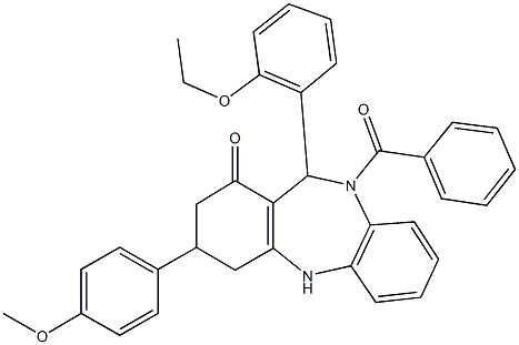 10-benzoyl-11-(2-ethoxyphenyl)-3-(4-methoxyphenyl)-2,3,4,5,10,11-hexahydro-1H-dibenzo[b,e][1,4]diazepin-1-one Structure