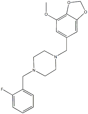 1-(2-fluorobenzyl)-4-[(7-methoxy-1,3-benzodioxol-5-yl)methyl]piperazine,438480-99-0,结构式