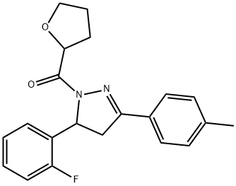 5-(2-fluorophenyl)-3-(4-methylphenyl)-1-(tetrahydro-2-furanylcarbonyl)-4,5-dihydro-1H-pyrazole,438482-37-2,结构式