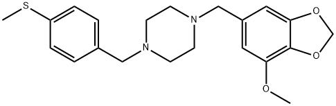 1-[(7-methoxy-1,3-benzodioxol-5-yl)methyl]-4-[4-(methylsulfanyl)benzyl]piperazine 化学構造式