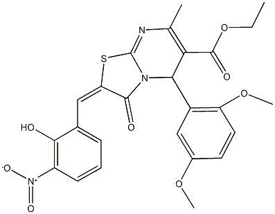 438492-74-1 ethyl 5-(2,5-dimethoxyphenyl)-2-{2-hydroxy-3-nitrobenzylidene}-7-methyl-3-oxo-2,3-dihydro-5H-[1,3]thiazolo[3,2-a]pyrimidine-6-carboxylate