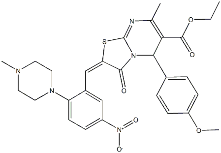 ethyl 2-[5-nitro-2-(4-methyl-1-piperazinyl)benzylidene]-5-(4-methoxyphenyl)-7-methyl-3-oxo-2,3-dihydro-5H-[1,3]thiazolo[3,2-a]pyrimidine-6-carboxylate Structure