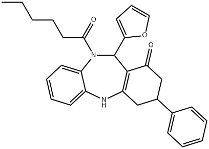 11-(2-furyl)-10-hexanoyl-3-phenyl-2,3,4,5,10,11-hexahydro-1H-dibenzo[b,e][1,4]diazepin-1-one|