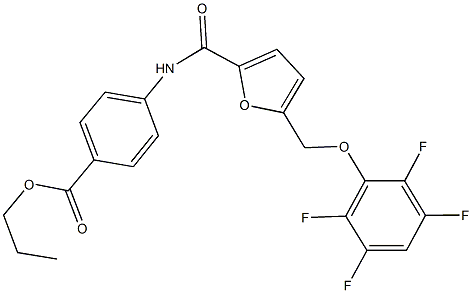 propyl 4-({5-[(2,3,5,6-tetrafluorophenoxy)methyl]-2-furoyl}amino)benzoate 化学構造式