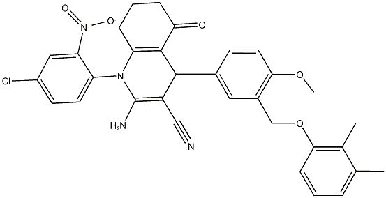 2-amino-1-{4-chloro-2-nitrophenyl}-4-{3-[(2,3-dimethylphenoxy)methyl]-4-methoxyphenyl}-5-oxo-1,4,5,6,7,8-hexahydro-3-quinolinecarbonitrile,438528-67-7,结构式