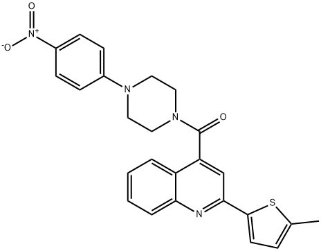 4-[(4-{4-nitrophenyl}-1-piperazinyl)carbonyl]-2-(5-methyl-2-thienyl)quinoline 化学構造式