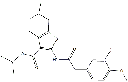 isopropyl 2-{[(3,4-dimethoxyphenyl)acetyl]amino}-6-methyl-4,5,6,7-tetrahydro-1-benzothiophene-3-carboxylate 结构式