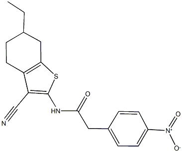 N-(3-cyano-6-ethyl-4,5,6,7-tetrahydro-1-benzothien-2-yl)-2-{4-nitrophenyl}acetamide 结构式