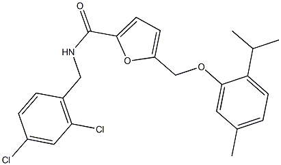 N-(2,4-dichlorobenzyl)-5-[(2-isopropyl-5-methylphenoxy)methyl]-2-furamide Struktur