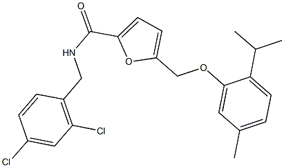 N-(2,4-dichlorobenzyl)-5-[(2-isopropyl-5-methylphenoxy)methyl]-2-furamide 化学構造式