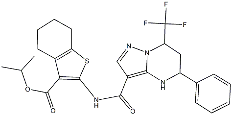 isopropyl 2-({[5-phenyl-7-(trifluoromethyl)-4,5,6,7-tetrahydropyrazolo[1,5-a]pyrimidin-3-yl]carbonyl}amino)-4,5,6,7-tetrahydro-1-benzothiophene-3-carboxylate Structure