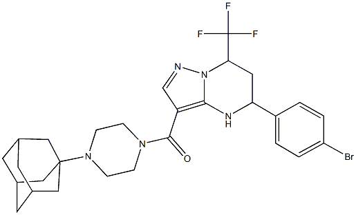 3-{[4-(1-adamantyl)-1-piperazinyl]carbonyl}-5-(4-bromophenyl)-7-(trifluoromethyl)-4,5,6,7-tetrahydropyrazolo[1,5-a]pyrimidine,438531-36-3,结构式