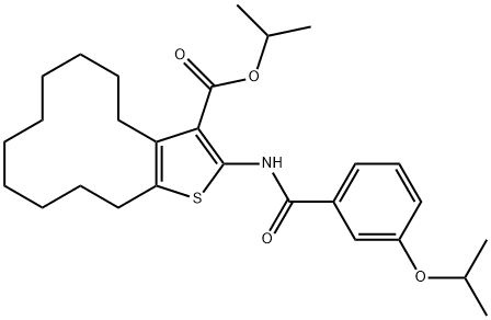 isopropyl 2-[(3-isopropoxybenzoyl)amino]-4,5,6,7,8,9,10,11,12,13-decahydrocyclododeca[b]thiophene-3-carboxylate Structure