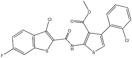 methyl 2-{[(3-chloro-6-fluoro-1-benzothien-2-yl)carbonyl]amino}-4-(2-chlorophenyl)-3-thiophenecarboxylate|