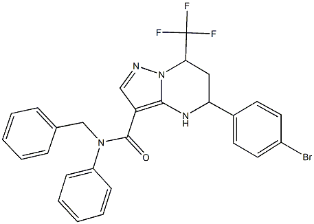 N-benzyl-5-(4-bromophenyl)-N-phenyl-7-(trifluoromethyl)-4,5,6,7-tetrahydropyrazolo[1,5-a]pyrimidine-3-carboxamide Struktur