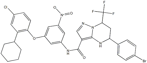 5-(4-bromophenyl)-N-{3-(4-chloro-2-cyclohexylphenoxy)-5-nitrophenyl}-7-(trifluoromethyl)-4,5,6,7-tetrahydropyrazolo[1,5-a]pyrimidine-3-carboxamide,438531-90-9,结构式