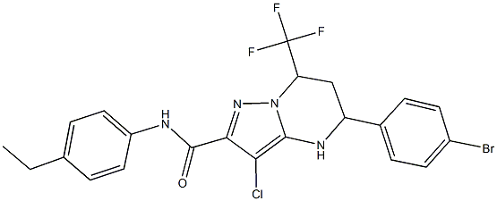 5-(4-bromophenyl)-3-chloro-N-(4-ethylphenyl)-7-(trifluoromethyl)-4,5,6,7-tetrahydropyrazolo[1,5-a]pyrimidine-2-carboxamide Structure