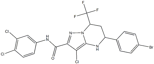 5-(4-bromophenyl)-3-chloro-N-(3,4-dichlorophenyl)-7-(trifluoromethyl)-4,5,6,7-tetrahydropyrazolo[1,5-a]pyrimidine-2-carboxamide,438531-92-1,结构式