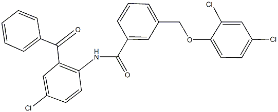 N-(2-benzoyl-4-chlorophenyl)-3-[(2,4-dichlorophenoxy)methyl]benzamide,438532-15-1,结构式