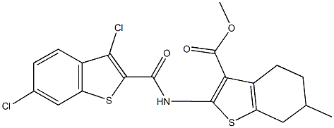methyl 2-{[(3,6-dichloro-1-benzothien-2-yl)carbonyl]amino}-6-methyl-4,5,6,7-tetrahydro-1-benzothiophene-3-carboxylate Structure