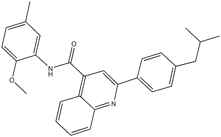 2-(4-isobutylphenyl)-N-(2-methoxy-5-methylphenyl)-4-quinolinecarboxamide 结构式